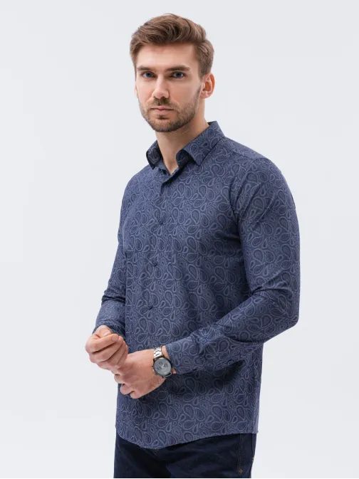 Granátová košile s elegantním vzorem K591