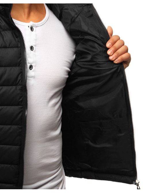 Pánská trendy černá vesta s kapucí
