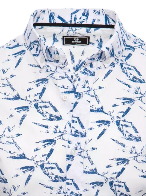 Bílá pánská letní košile s modrým originálním potiskem