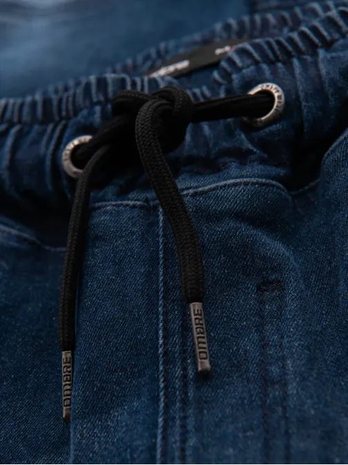 Trendy modré riflové jogger kalhoty s ozdobnými prvkami V1 PADJ-0243