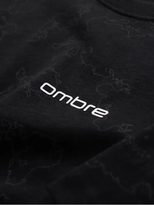 Pánské černé tričko s květinovým potiskem a nápisem V1 TSPT-0263