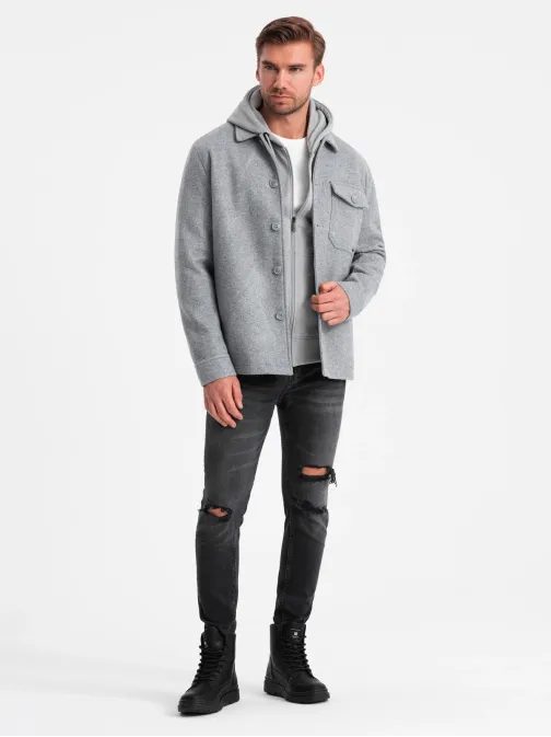 Stylová šedá bunda s viskózou V2-janp-0199