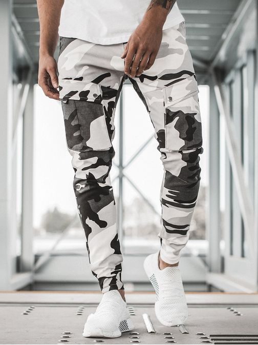 TRENDY MASKÁČOVÉ JOGGER KALHOTY ČERNOBÍLÉ  A/1003