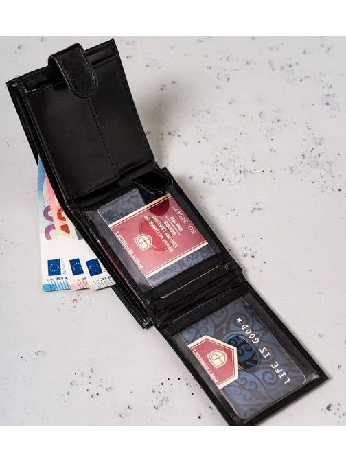 Moderní kožená černá peněženka Peterson