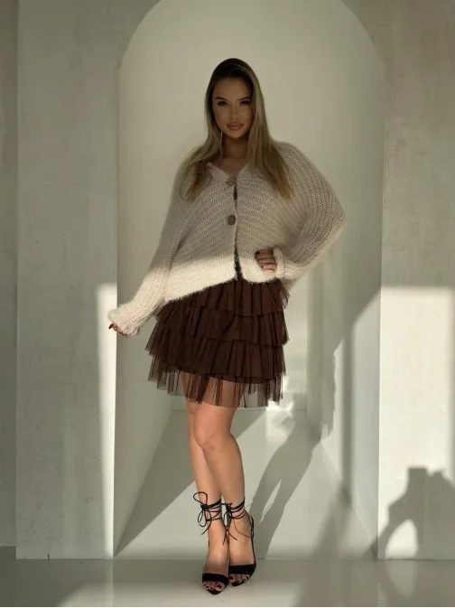 Módní hnědá mini sukně GLR017