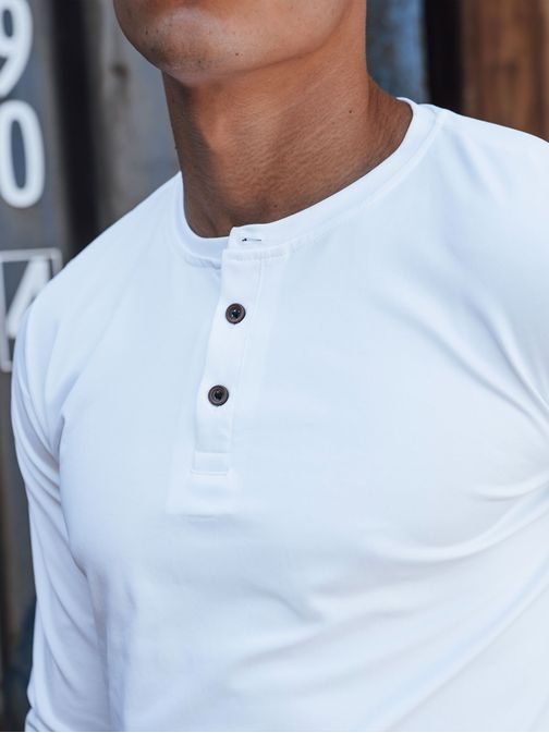 Trendy bílé tričko s dlouhým rukávem na knoflíky