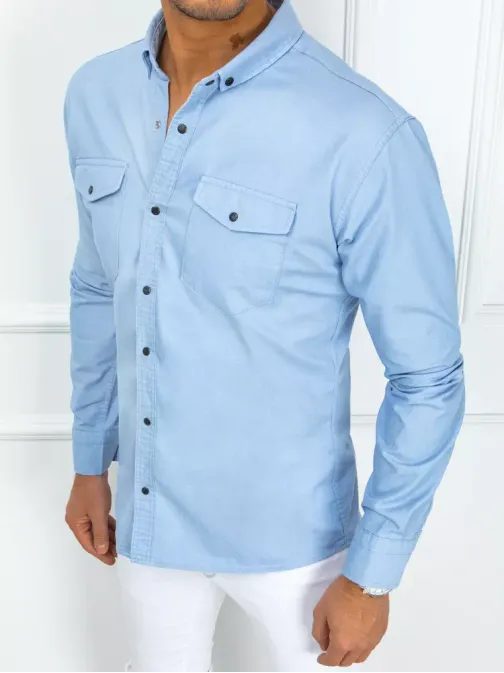 Džínová košile v nebesky modré barvě