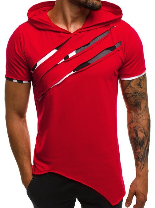 Červené asymetrické tričko pánské A/1185