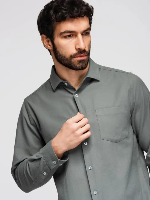 Pánská khaki košile s náprsní kapsou V4 K694
