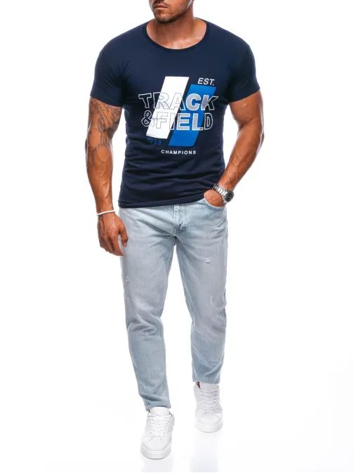 Tmavě modré tričko s trendy nápisem S2023