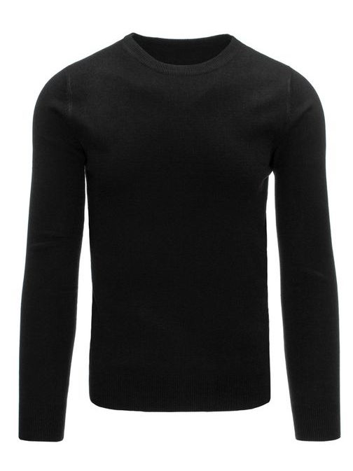 Elegantný čierny sveter pre pánov so záplatami na lakťoch