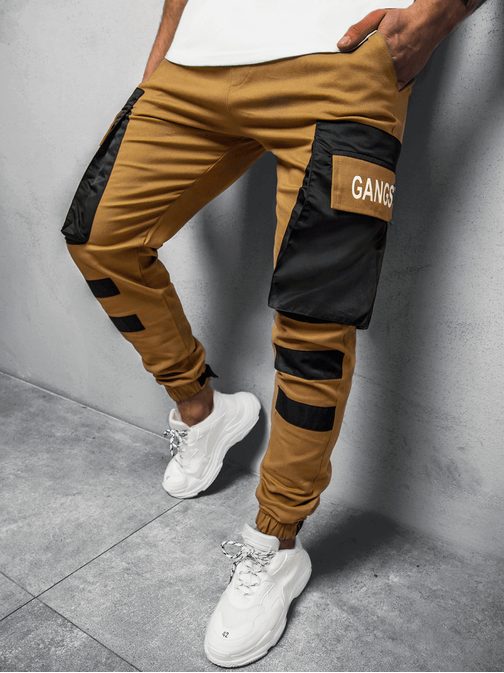 Stylové kamelové joggery G/11131