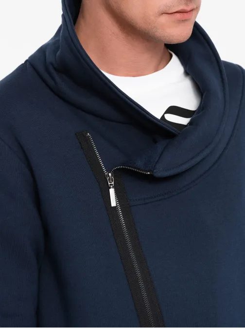 Trendy tmavě modrá mikina  s ozdobnými zipy LONDON B1362