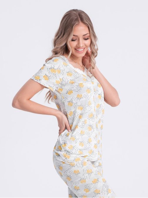 Originální žluté dámské pyžamo růže ULR266