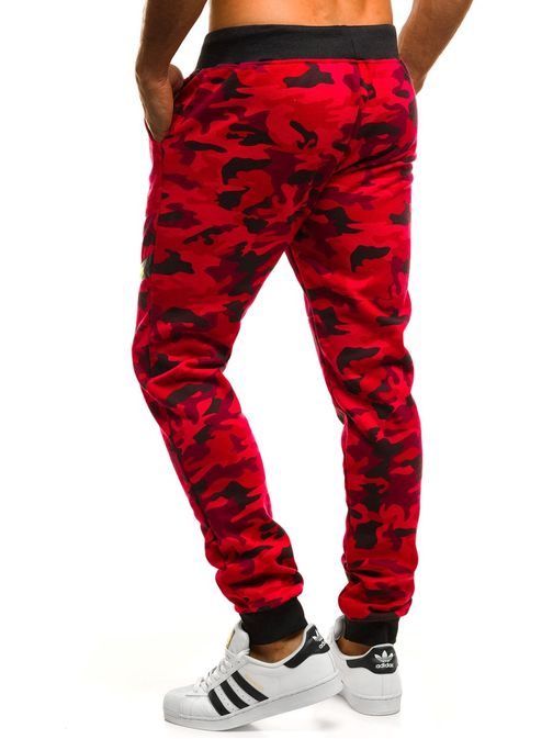 Červené maskáčové jogger s ozdobným zipem J.STYLE KK05