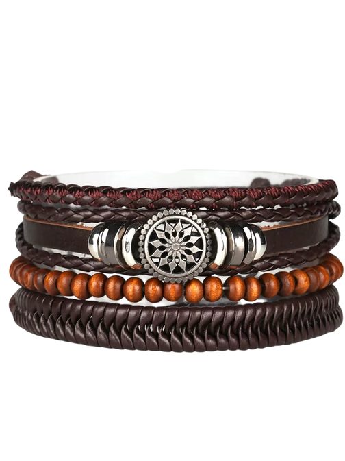 Hnědý kombinovatelný pánský náramek