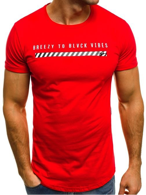 Červené pánské módní tričko OZONEE B/181000