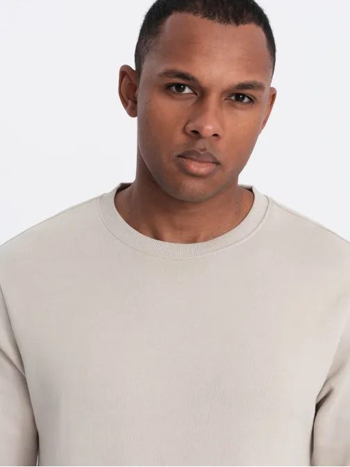 Základní béžová mikina bez kapuce v1 SSBN-0175