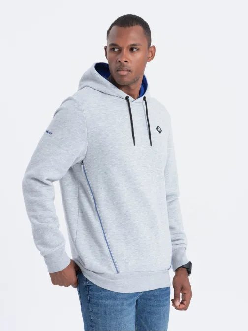Šedá sportovní pánská mikina s kapucí V5 SSNZ-22FW-006