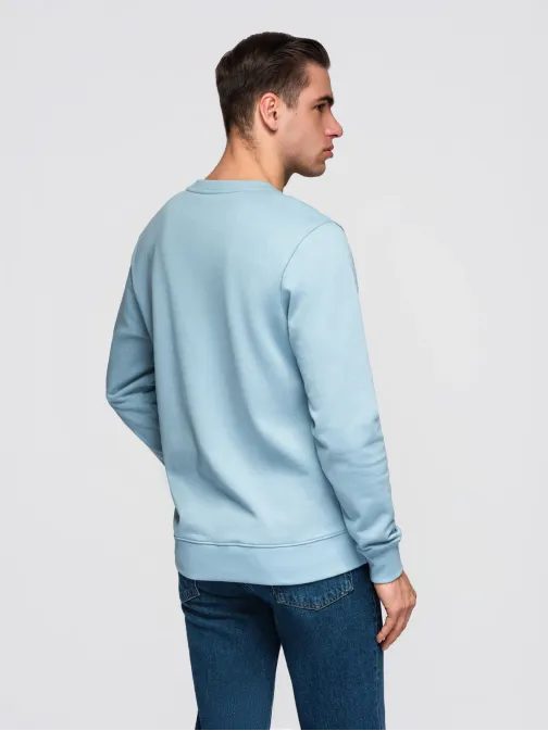 Módní světle modrá mikina bez kapuce V2 SSBN-0271