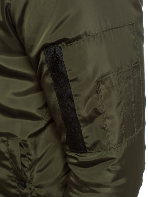 Stylová khaki bomber bunda s aplikací J.STYLE AK93