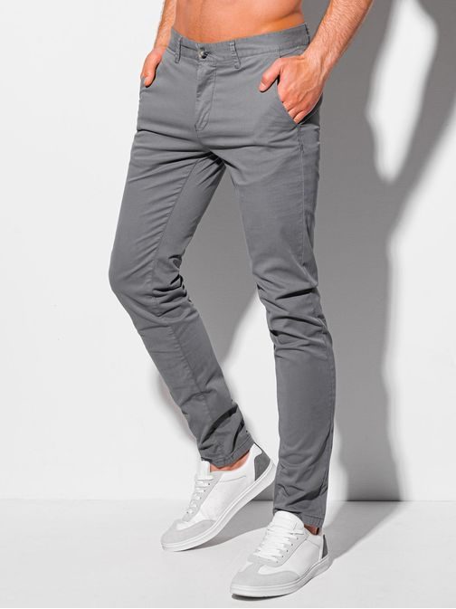 Elegantní tmavě-šedé chinos kalhoty P1090