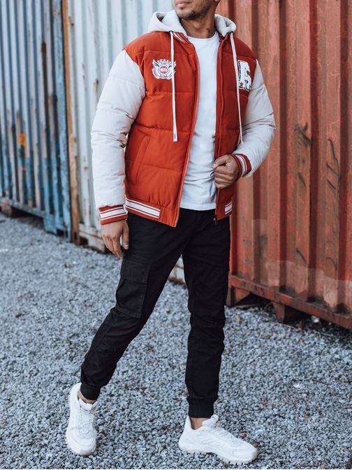 Červená prošívaná bomber bunda