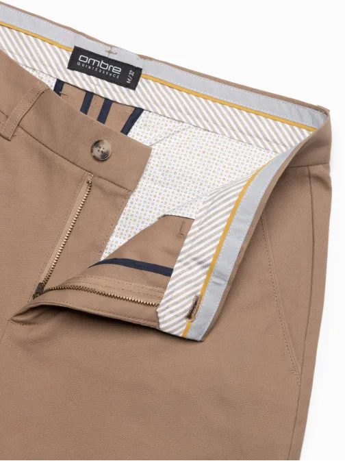 Pánské světle hnědé chinos kalhoty slim fit V2 PACP-0186