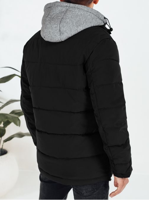 Originální černá zimní bunda s kapucí