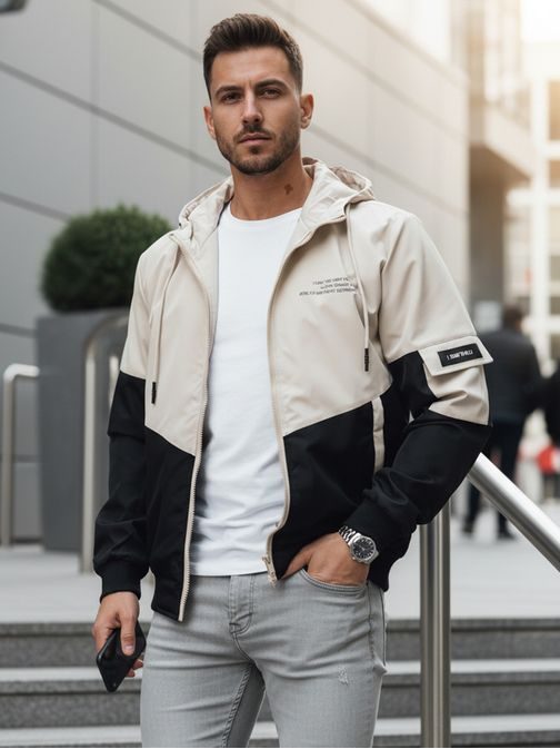 Trendy béžovo-černá sportovní bunda