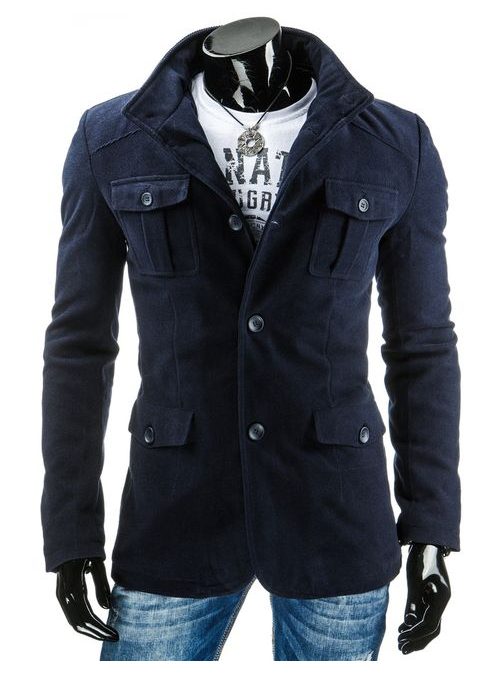 Moderní stylový pánský tmavě modrá kabát