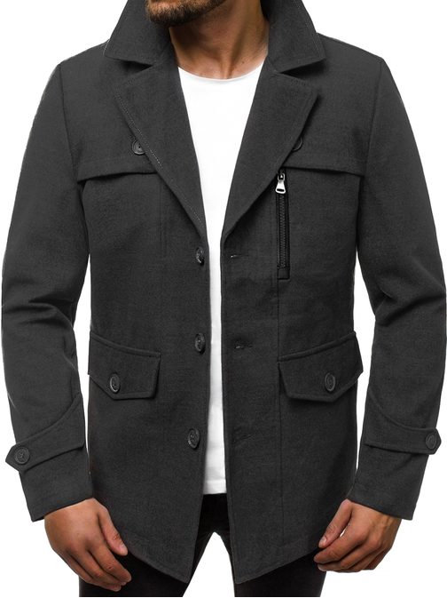 Trendy grafitový pánský kabát N/5920