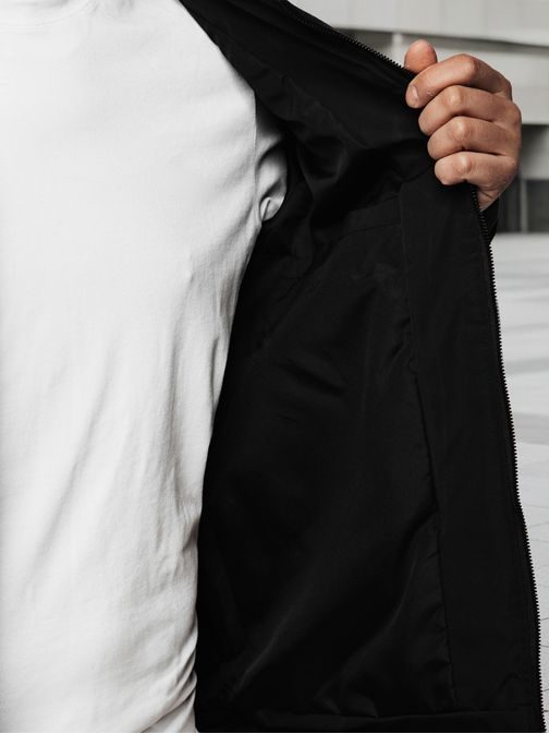 Přechodná pánská černá bunda bez kapuce