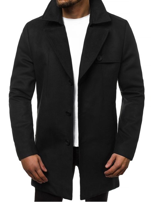 Moderní černý pánský kabát N/5922Z