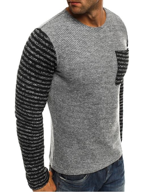 Šedý pánský svetr s kontrastními rukávy JACK DAVIS JK1035S