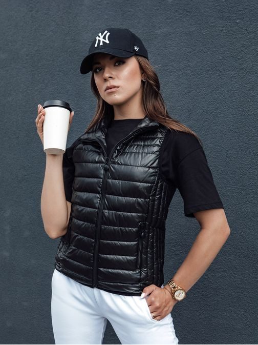 Dámská černá prošívaná módní vesta Stylishz
