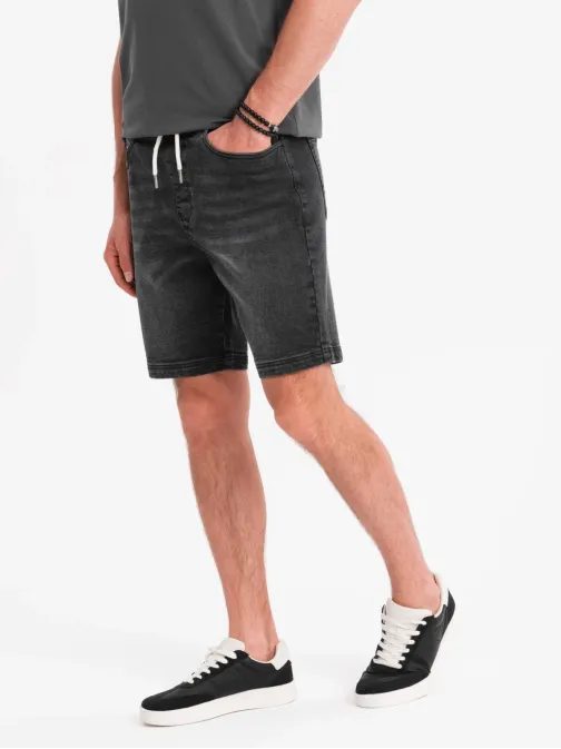 Pánské černé džínové šortky V4 SRDS-0192