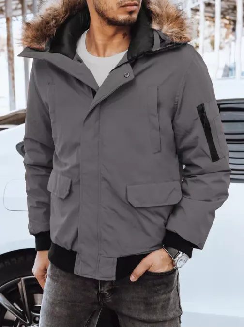 Bunda na zimu v tmavě šedém provedení