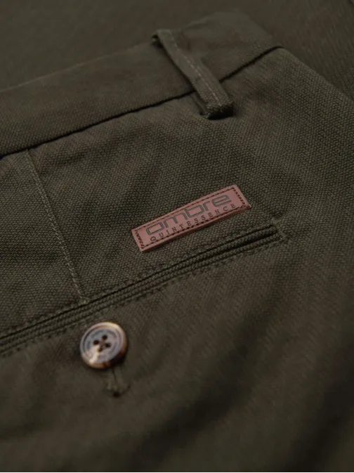 Tmavě zelené chinos kalhoty s jemnou strukturou V4 PACP-0184