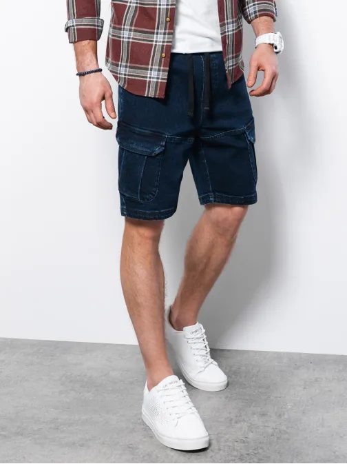 Trendy tmavě riflové kraťasy W362