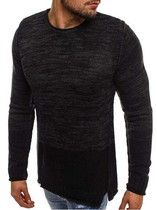 Černý svetr s maskáčovým zipem BREEZY B9019S