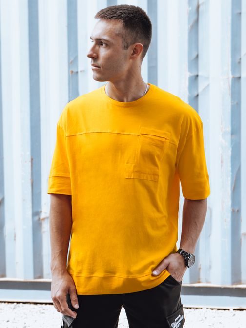 Originální žluté tričko s ozdobnou kapsou