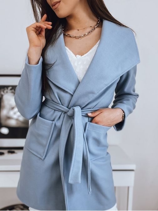 Moderní dámský kabát Sami v blankytně modré barvě