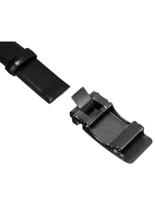 Hnědý kožený pánský opasek s automatickou sponou