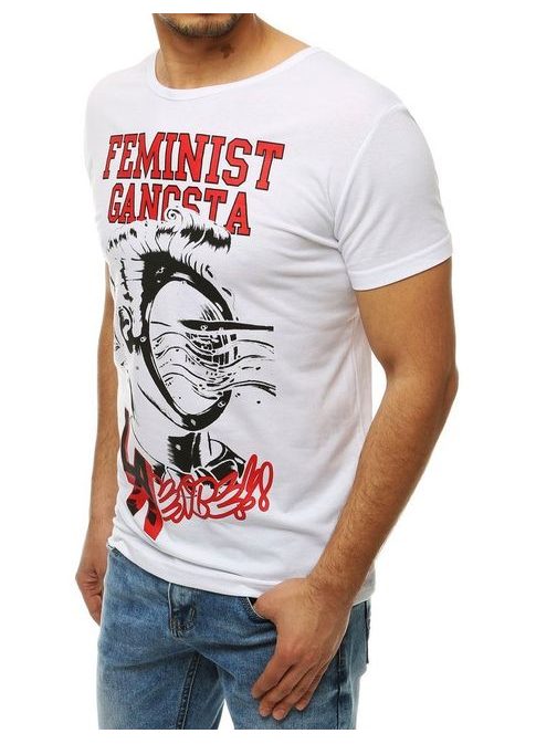 Bílé tričko s potiskem FEMINIST GANGSTA