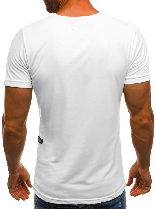 Bílé pánské tričko v zajímavém provedení MECH/2099