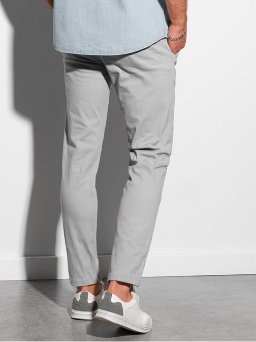 Světle-šedé elegantní kalhoty P156