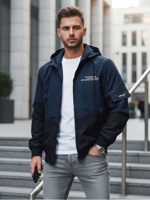 Trendy tmavě modrá sportovní bunda