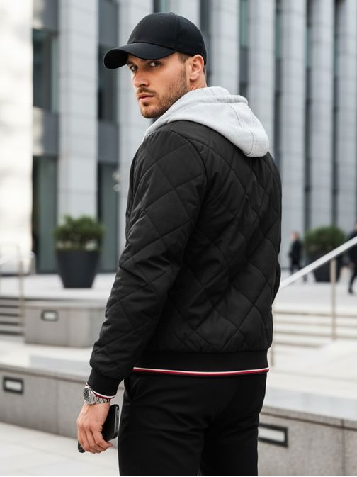 Moderní prošívaná černá bomber bunda