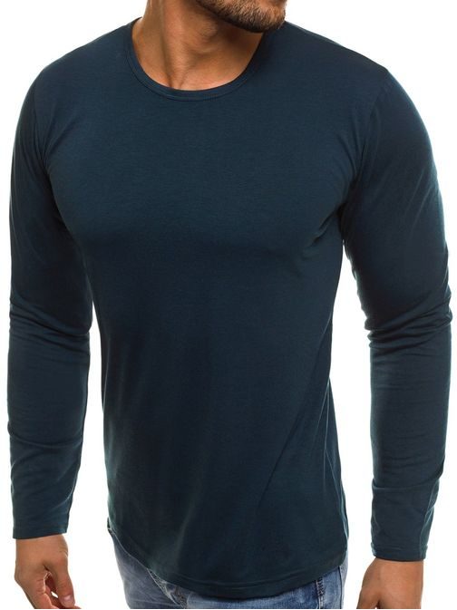 Jednoduché tričko s dlouhým rukávem indigo modré barvě J.STYLE 712099